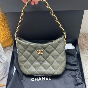 CHANEL bag Lambskin Gold CC Links Hobo Green